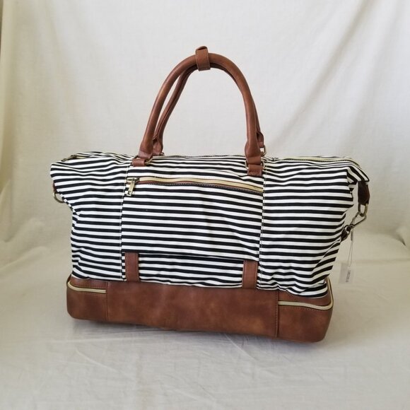 NWT! Cluci Canvas & Faux Leather Duffel Tote with Bottom Shoe Compartment - Picture 8 of 14